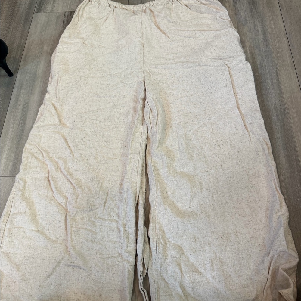 HYFVE Cream Wide-Leg Linen Pants